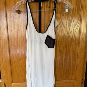 Cream Tank Top with Black Trim and Pocket
